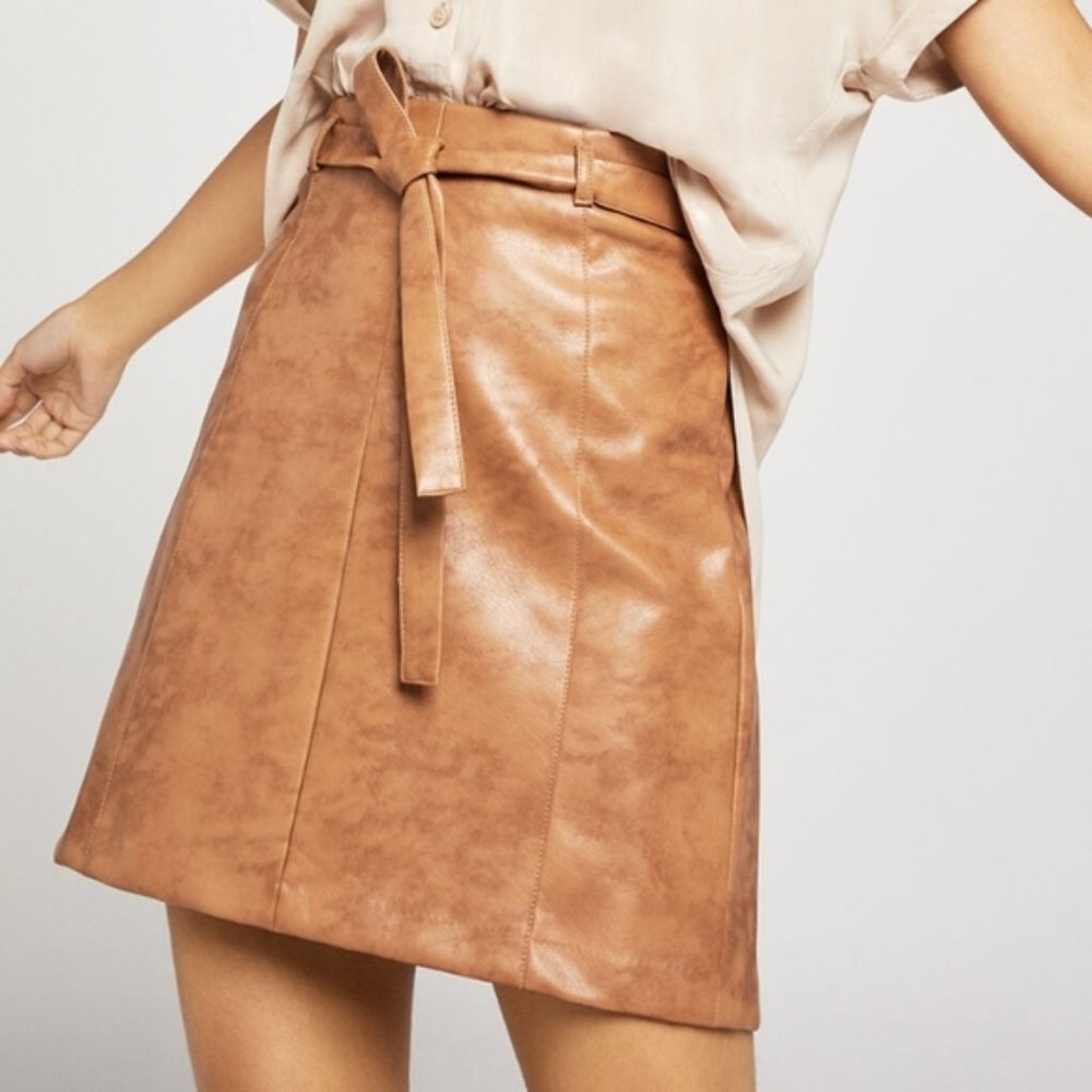 BCBGeneration Faux Leather Belted Skirt